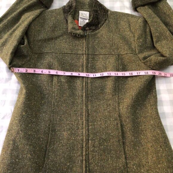 Vintage RTG Collection Zip Up Blazer Wool Blend Green Orange Size 9 - Picture 10 of 15